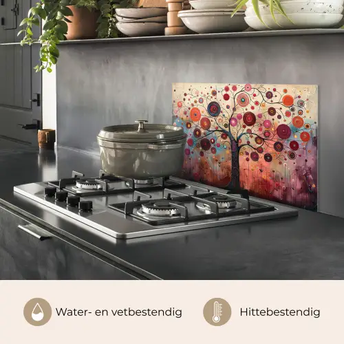 Levensboom - Bloemen - Roze - Hippie - Kunst keuken achterwand spatscherm klein -usp_NL