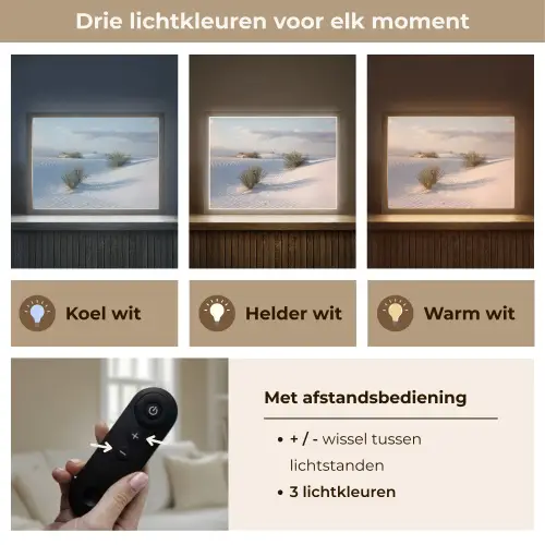 Duinen - Gras - Wolken - Beige Light Box met batterij (Wandlamp) middel -USP_lichtkleurNL