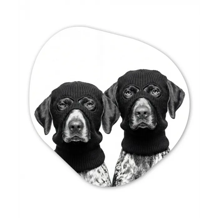Honden - Bivakmuts - Zwart - wit Wandcirkel Organisch Aluminium middel -3d