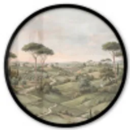 Landschap - Heuvels - Zandpad - Groen Fotolijst rond zonder passe partout klein -3d
