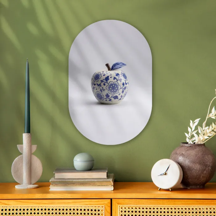 Appel - Blauw - Klassiek Wandcirkel Ovaal Forex klein -sfeer2