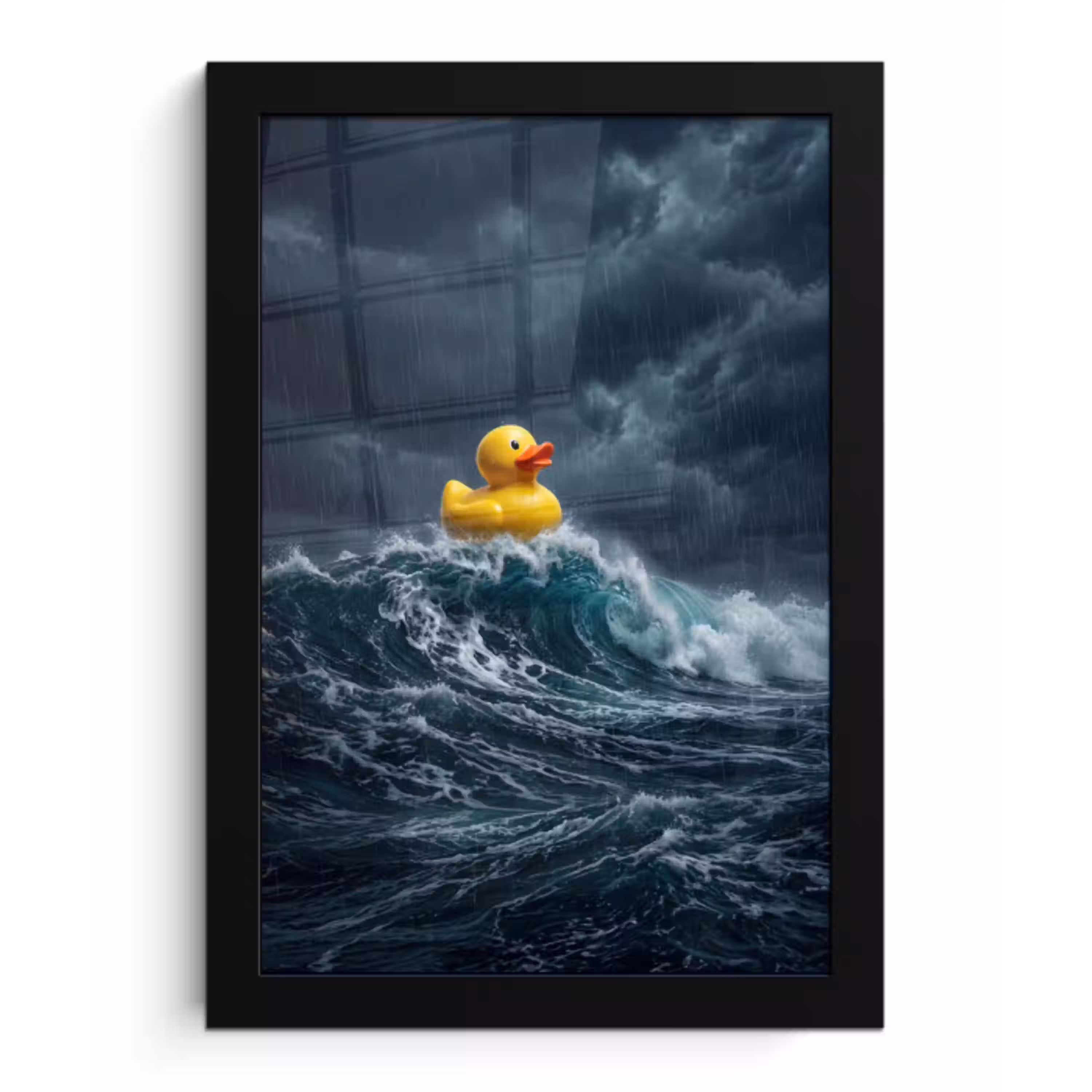 Storm - Badeend - Golven fotolijst zwart zonder passe partout klein -3d