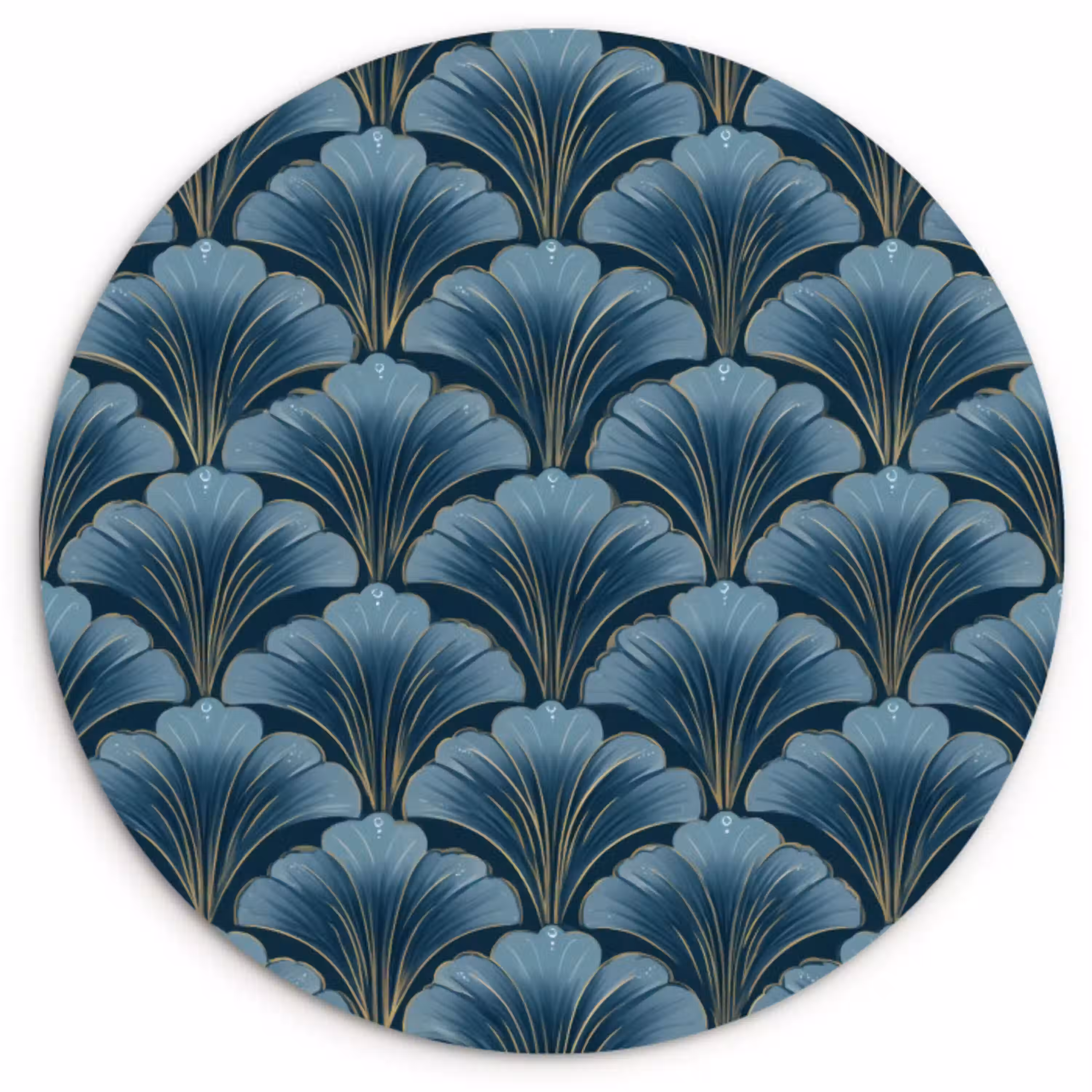 Patroon - Ginkgoblad - Blauw Wandcirkel kunststof plaat 5mm dik klein 188 -3d