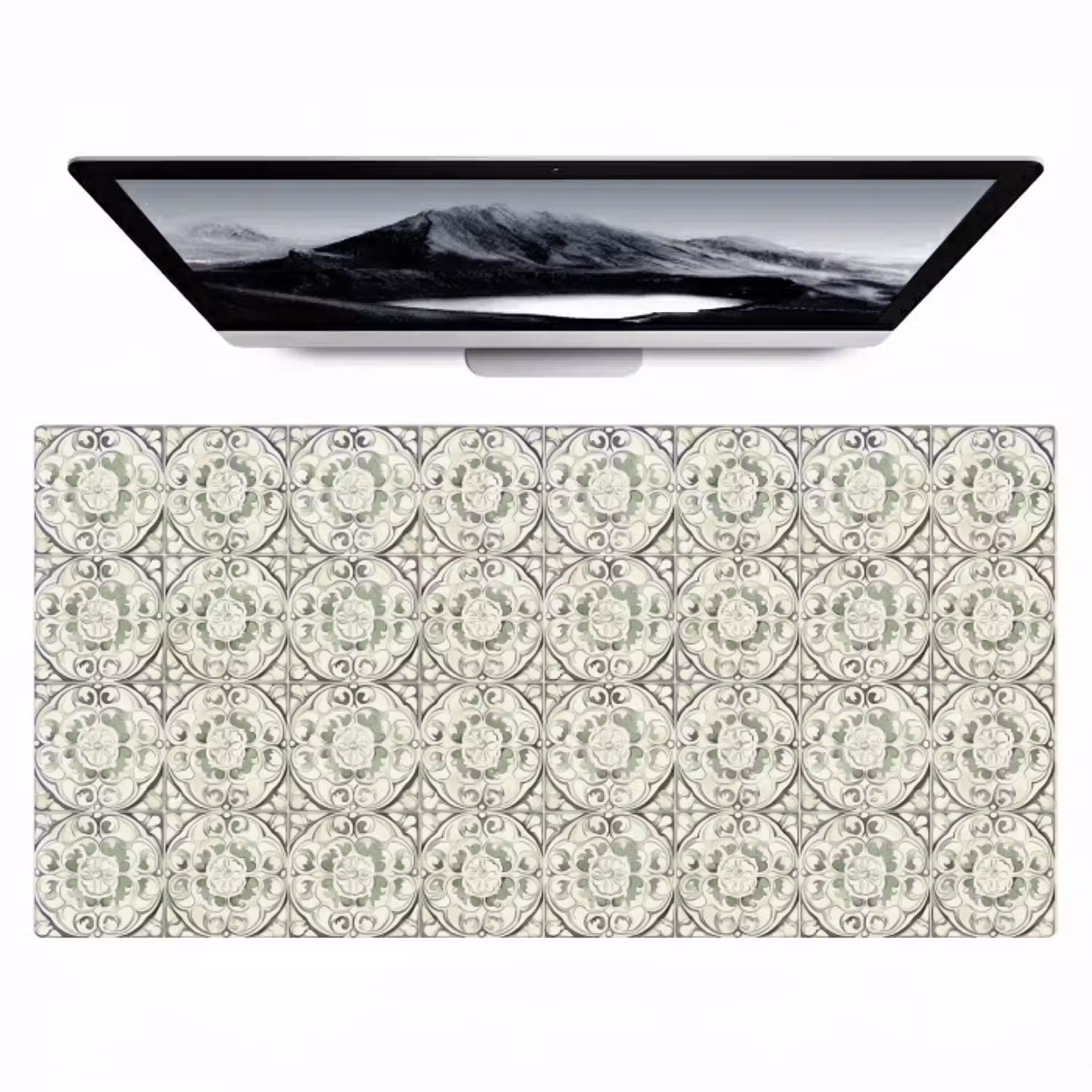 Krulornament - Tegel - Groen Muismat XXL klein 681 -zzz3d