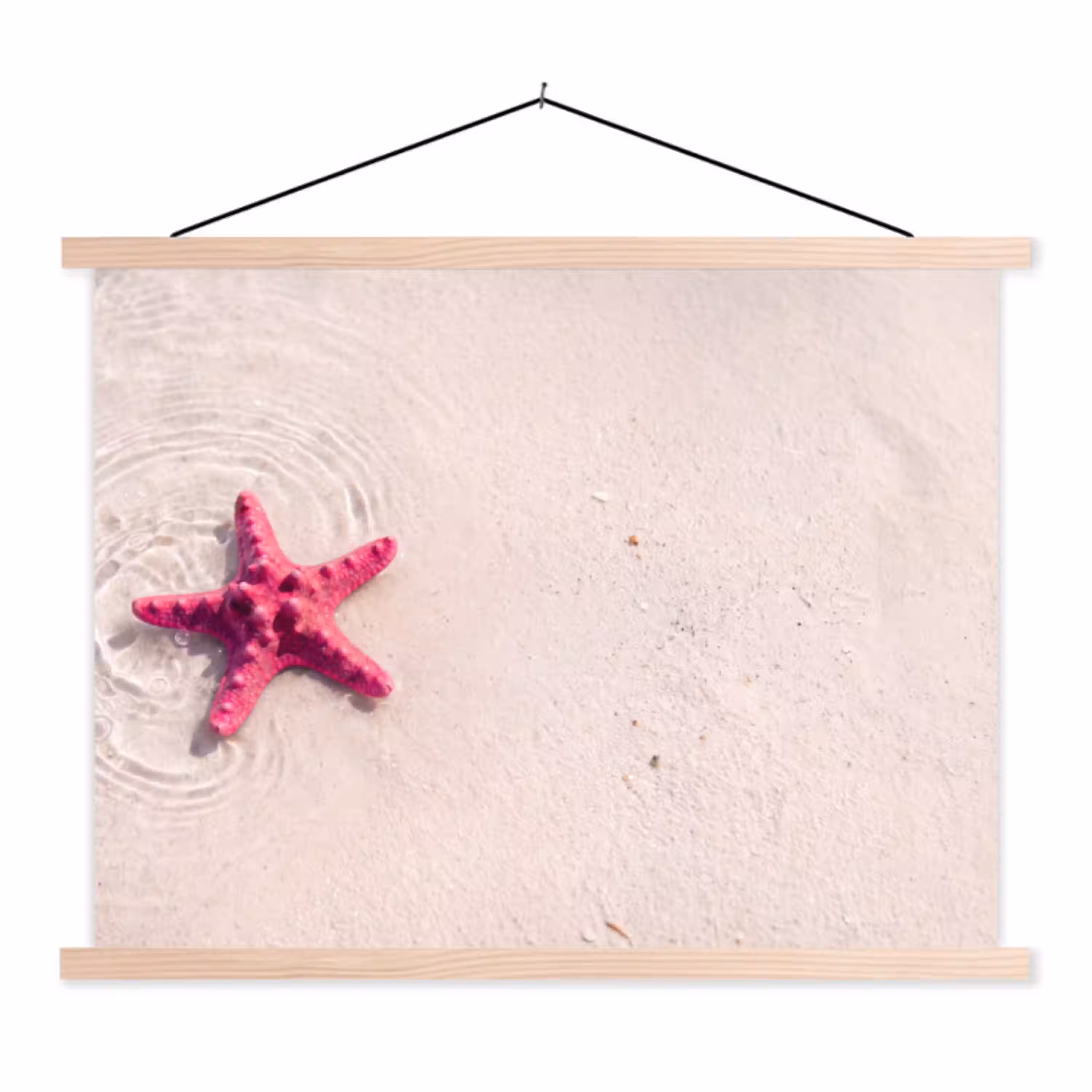 Zeeleven - Zeester - Strand - Roze - Water textielposter latten blank klein -3d