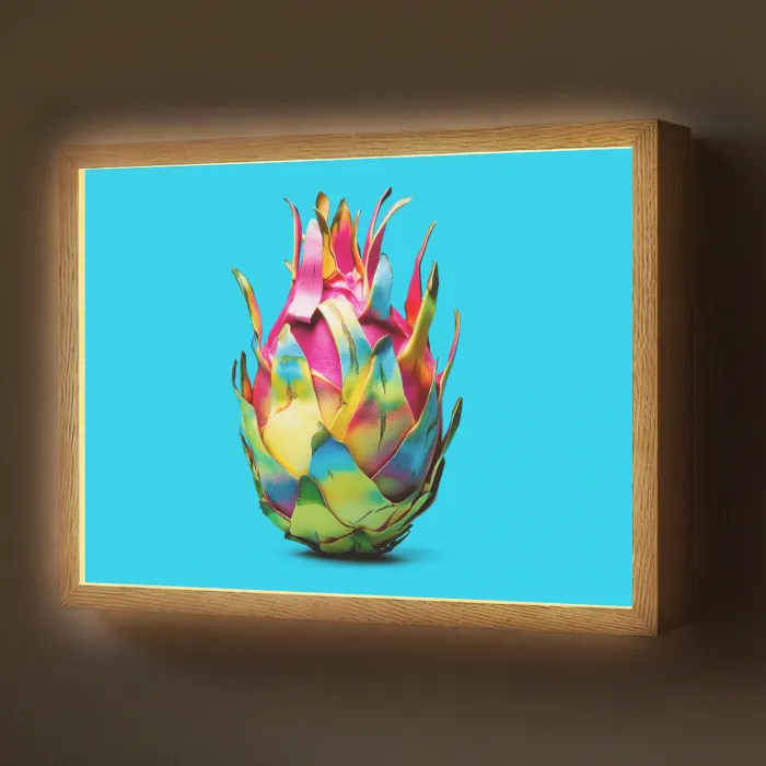 Drakenfruit - Blauw - Levendig Light Box met batterij (Wandlamp) middel -z3d_website