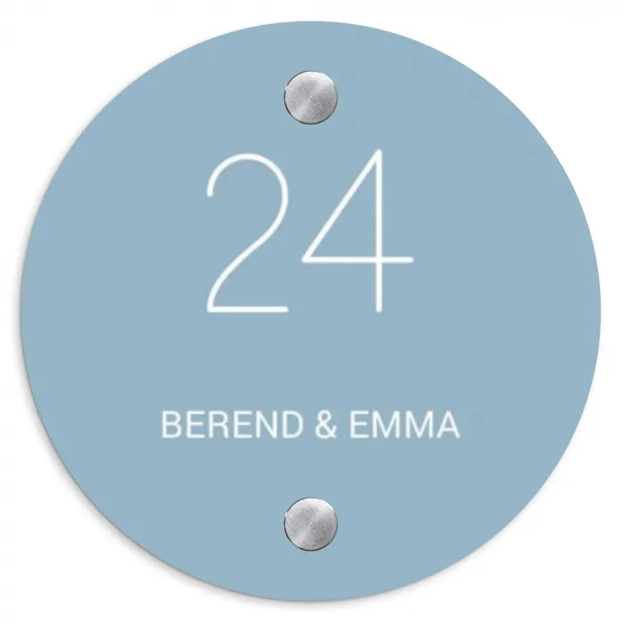 Effen - Lichtblauw - Klassiek Naambord Rond klein -3d