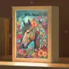Paard - Bloemen - Schilderij - Natuur - Verf Light Box met kabel (Kinderlampje) klein -zzz_3d_website