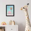 Palmboom - Strandhuis - Roze fotolijst zwart zonder passe partout klein -usfeer4_kinderkamer
