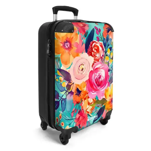 Bloemen - Olieverf - Kleurrijk - Natuur NBS - Handbagage koffer - Unisex middel -productfoto_3d