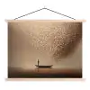 Bootje - Blaadjes - Goud - Water textielposter latten blank klein -3d