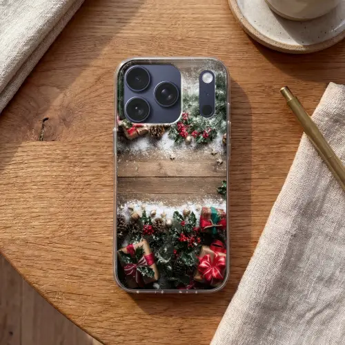 Kerstdecoratie - Geschenken - Hout - Veelkleurig Telefoonhoesje iPhone 17 Pro klein -sfeer1