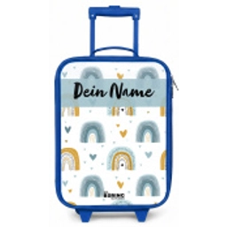 Patroon - Regenboog - Hartjes Kinderkoffer - Blauw klein -zz3dotto