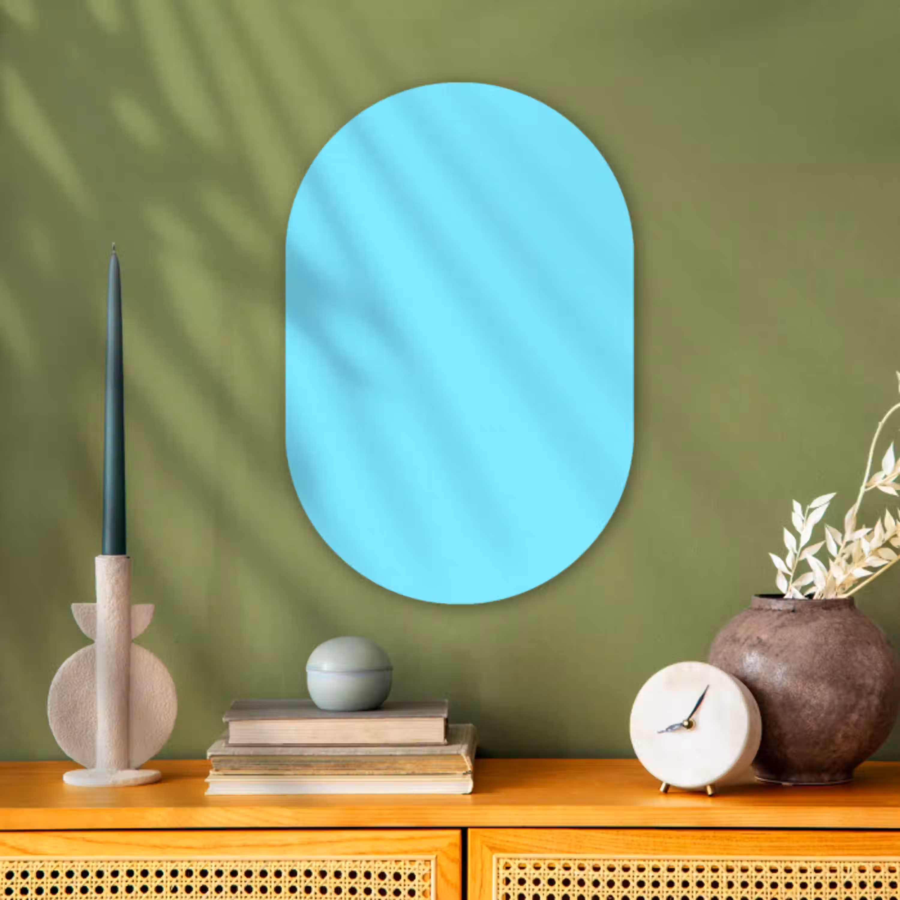 Electric - Cyan - Blauw Wandcirkel Ovaal Forex klein 630 -sfeer2