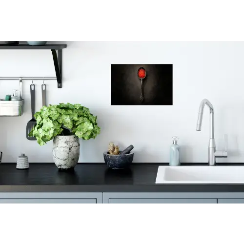 Zwart - Lepel - Caviar Muursticker klein -keuken