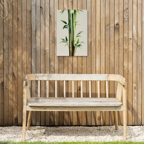 Bamboestengels - Sierlijk - Groen Tuinposter op houten frame 2 cm dik klein -sfeer4