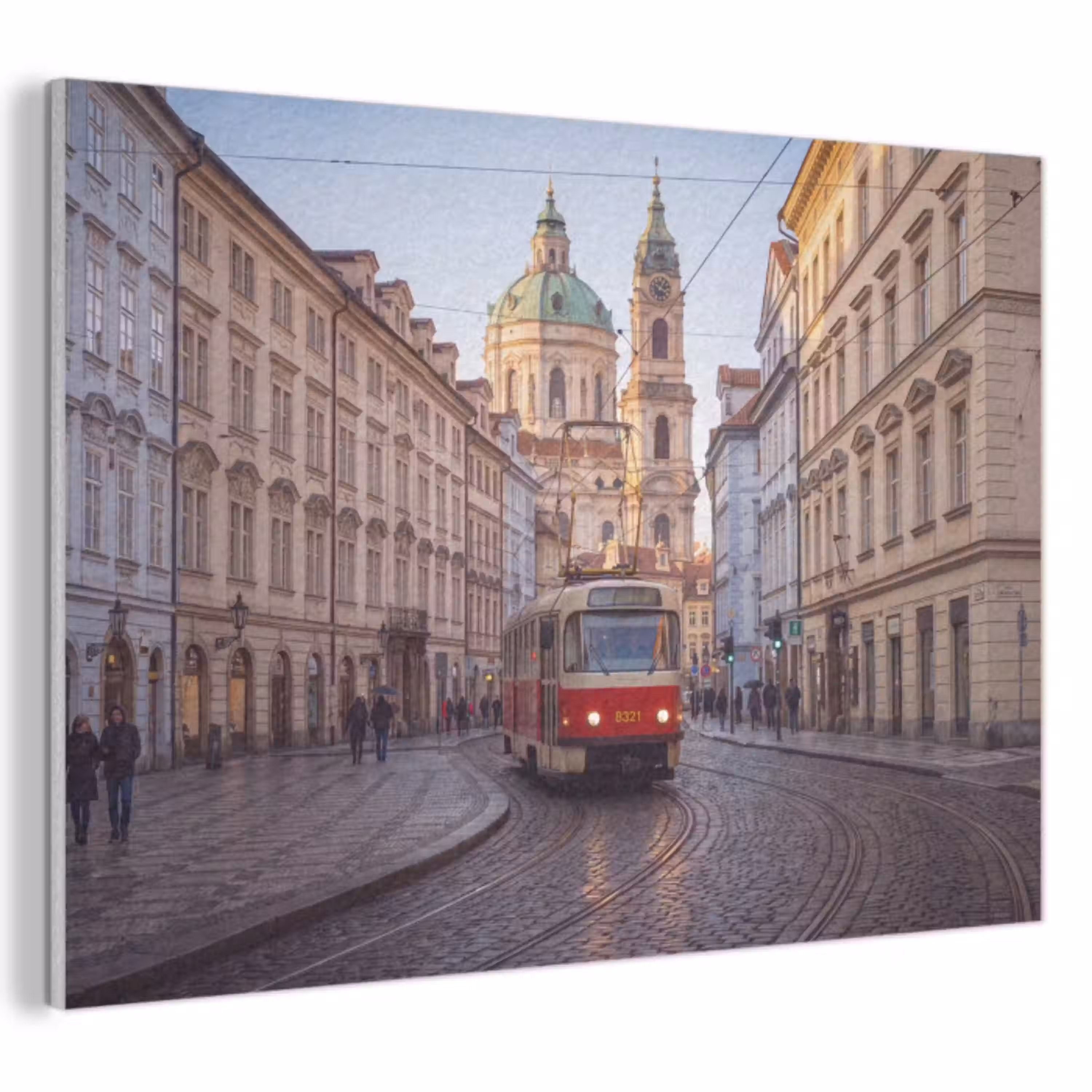Tram - Straat - Stadsgezicht - Klassiek - Rood PET vilt klein -3d