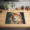 Leeuw - Leeuwenkop - Wilde dieren - Bloemen Inductie beschermer vinyl 3mm groot -sfeer5