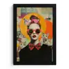 Vrouw - Bril - Strik - Retro fotolijst zwart zonder passe partout klein -3d