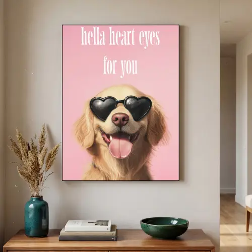 Zonnebril - Hartjes - Hond - Valentijn Textielframe zwart klein -sfeer1