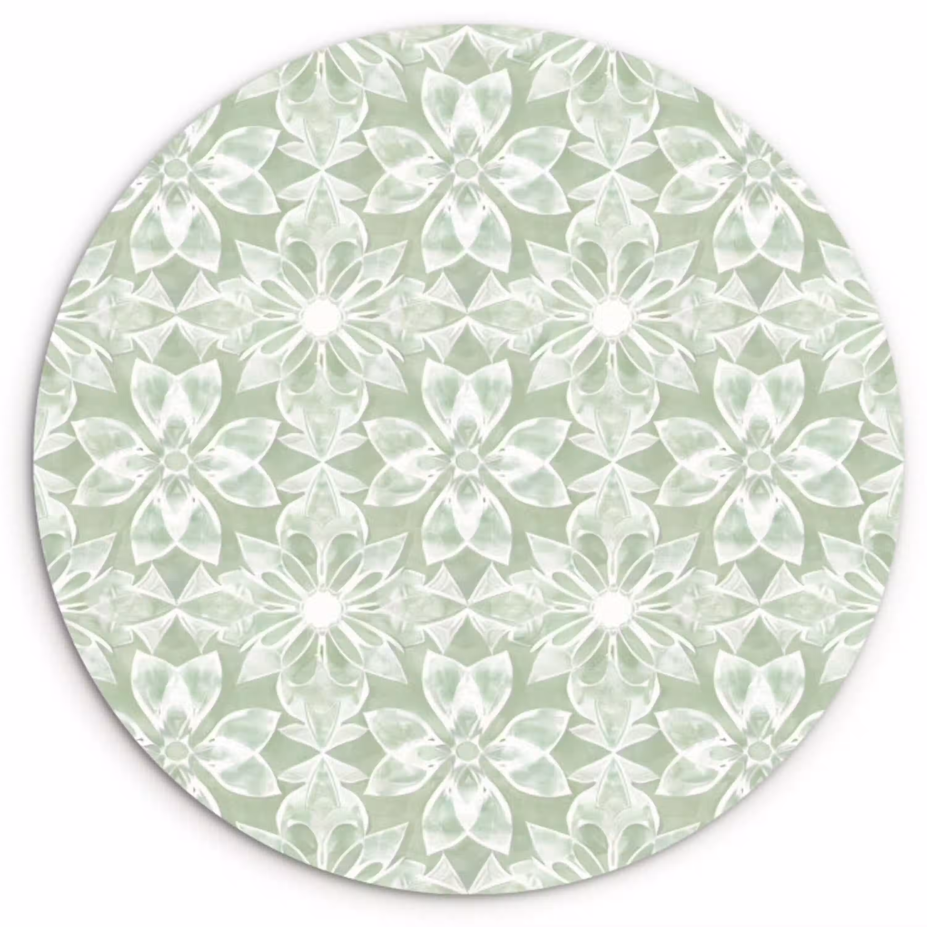 Saliegroen - Symmetrisch - Mandala - Ornament - Patroon Wandcirkel plexiglas klein 852 -3d