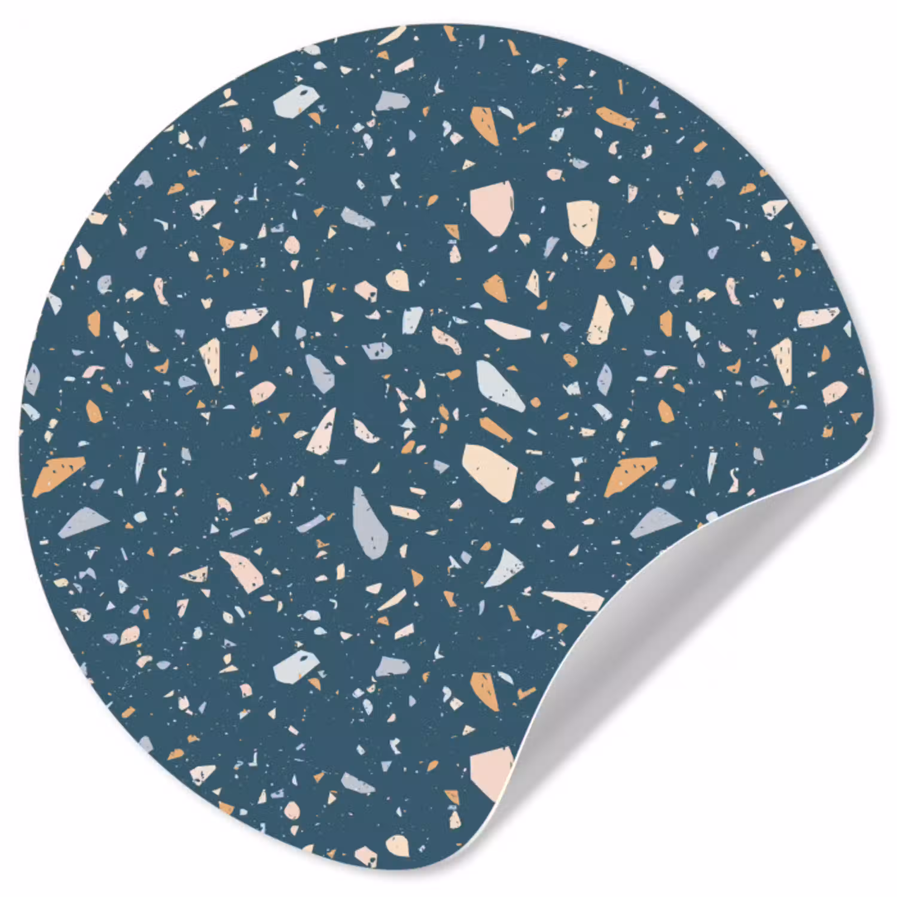 Terrazzo -  Patroon - Kleurrijk - Diep blauw Wandcirkel behangsticker klein 186 -3d