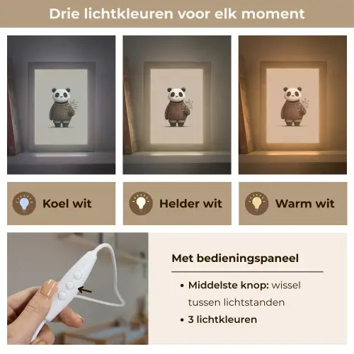 Panda - Blauwe bloemen - Zachtheid Light Box met kabel klein -USP_lichtkleurNL