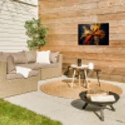 Specerijen - Explosie - Oranje Tuinposter op houten frame 2 cm dik klein -sfeer2