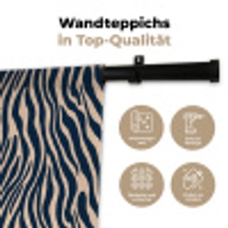 Zebra - Patroon - Blauw - Beige Wandkleed katoen klein 269 -tsfeer2_DE