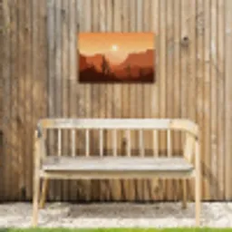 Landschap - Woestijn - Cactussen - Zon Tuinposter op houten frame 2 cm dik klein -sfeer4