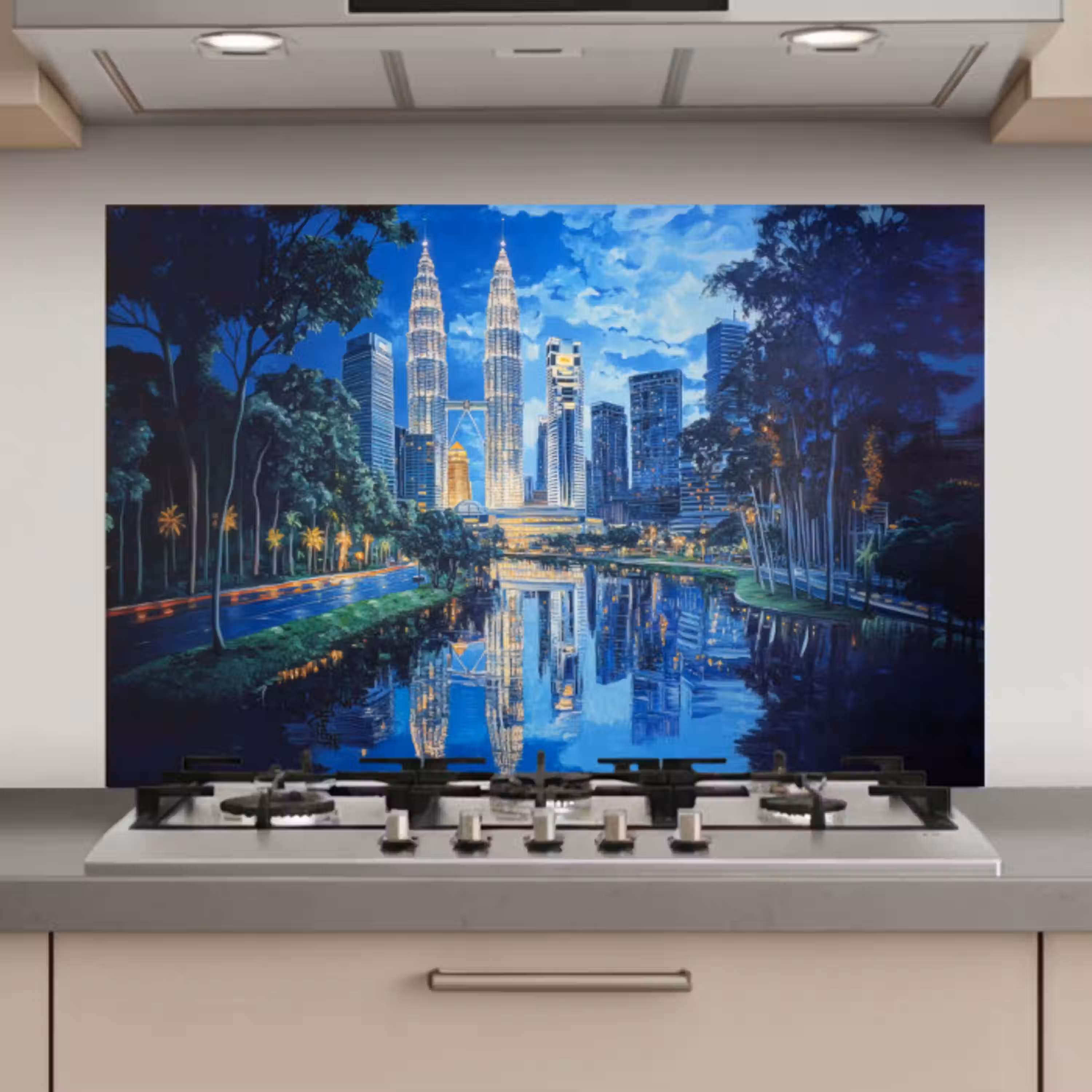 Stad Kuala Lumpur - Skyline - Wolkenkrabbers - Water keuken achterwand spatscherm klein -3d_website
