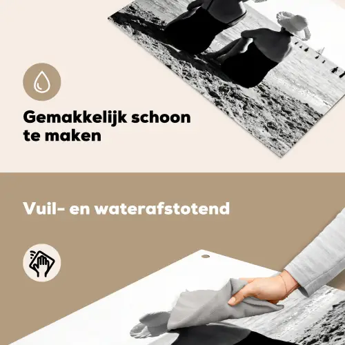 Vrouwen - Zonnehoed - Strand - Zwart - Wit Inductie beschemer met haakjes klein -ky-schoon-nl