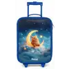 Oranje monster op maansikkel Kinderkoffer - Blauw klein -zz3dotto