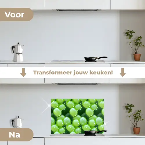 Druiven - Groen - Druppels keuken achterwand spatscherm klein 900 -voor_na_NL