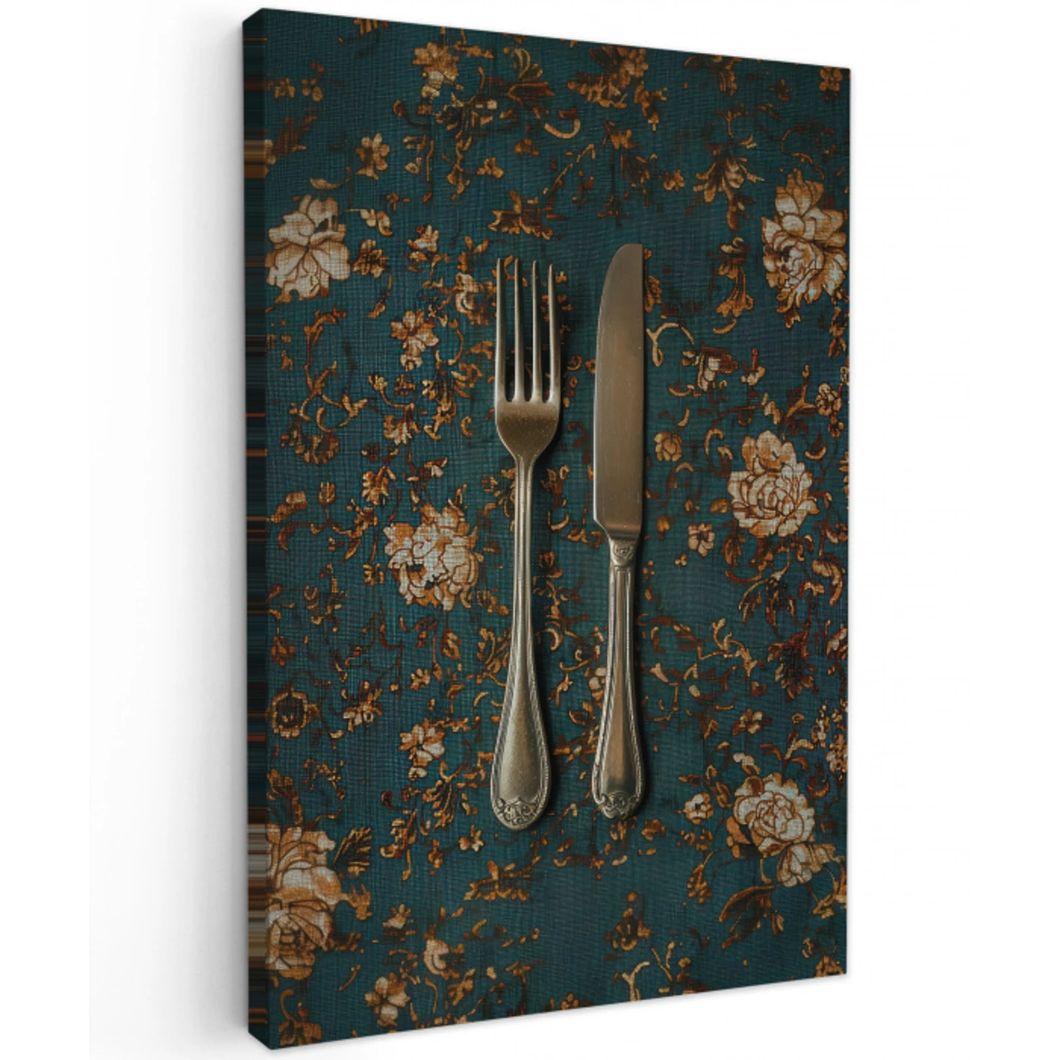 Bloemen - Goud - Bestek Tuinposter op houten frame 2 cm dik middel -3d