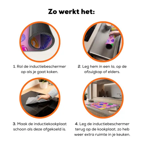 Edelstenen - Vormen - Hartje - Kleurrijk Inductie beschermer vinyl 3mm klein -zzzzzzz-td-werking