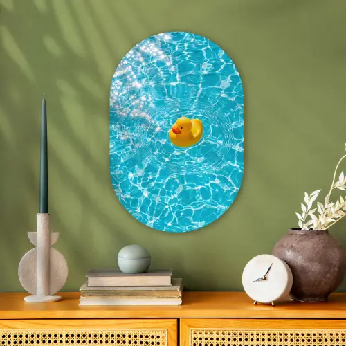 Badeend - Dobberen - Blauw Wandcirkel Ovaal Forex klein -sfeer2