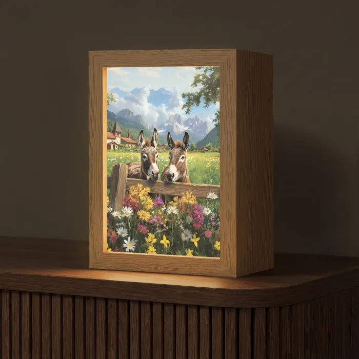 Ezels - Bloemen - Zomers Light Box met kabel (Tafellamp) klein -z3d_website
