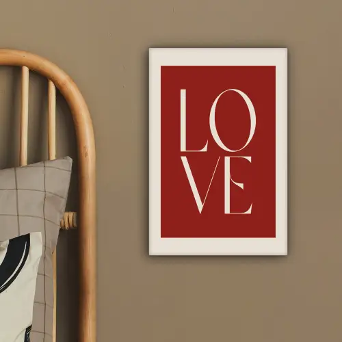 Love - Rood - Minimalistisch canvas 2cm klein -sfeer3