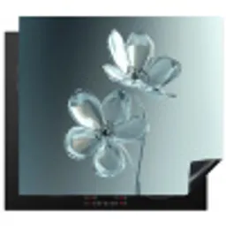Kristal - Bloemen - Grijs Inductie beschermer vinyl 3mm middel -3d