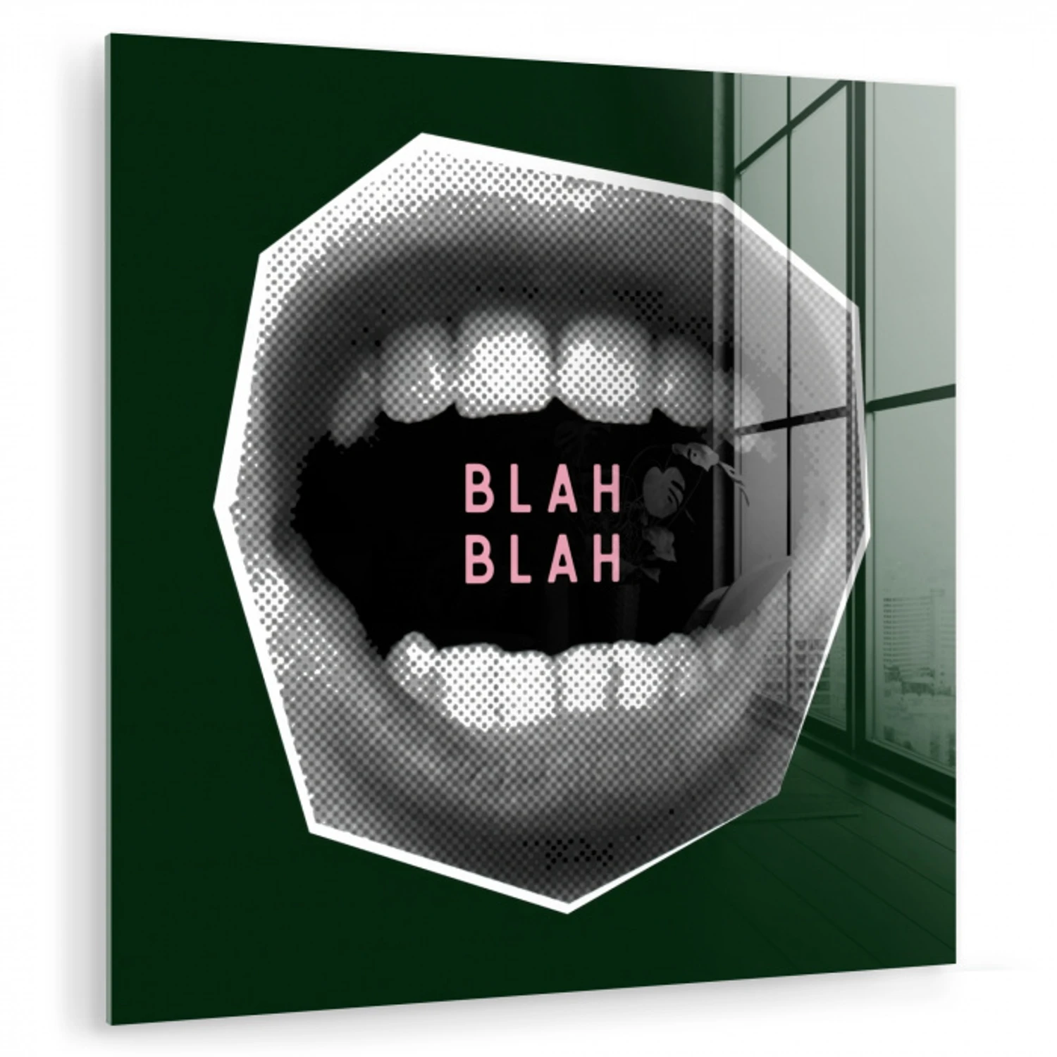 Mond - Groen - Illustratie - BLAH BLAH plexiglas 5mm klein -zzzproduct_nieuw