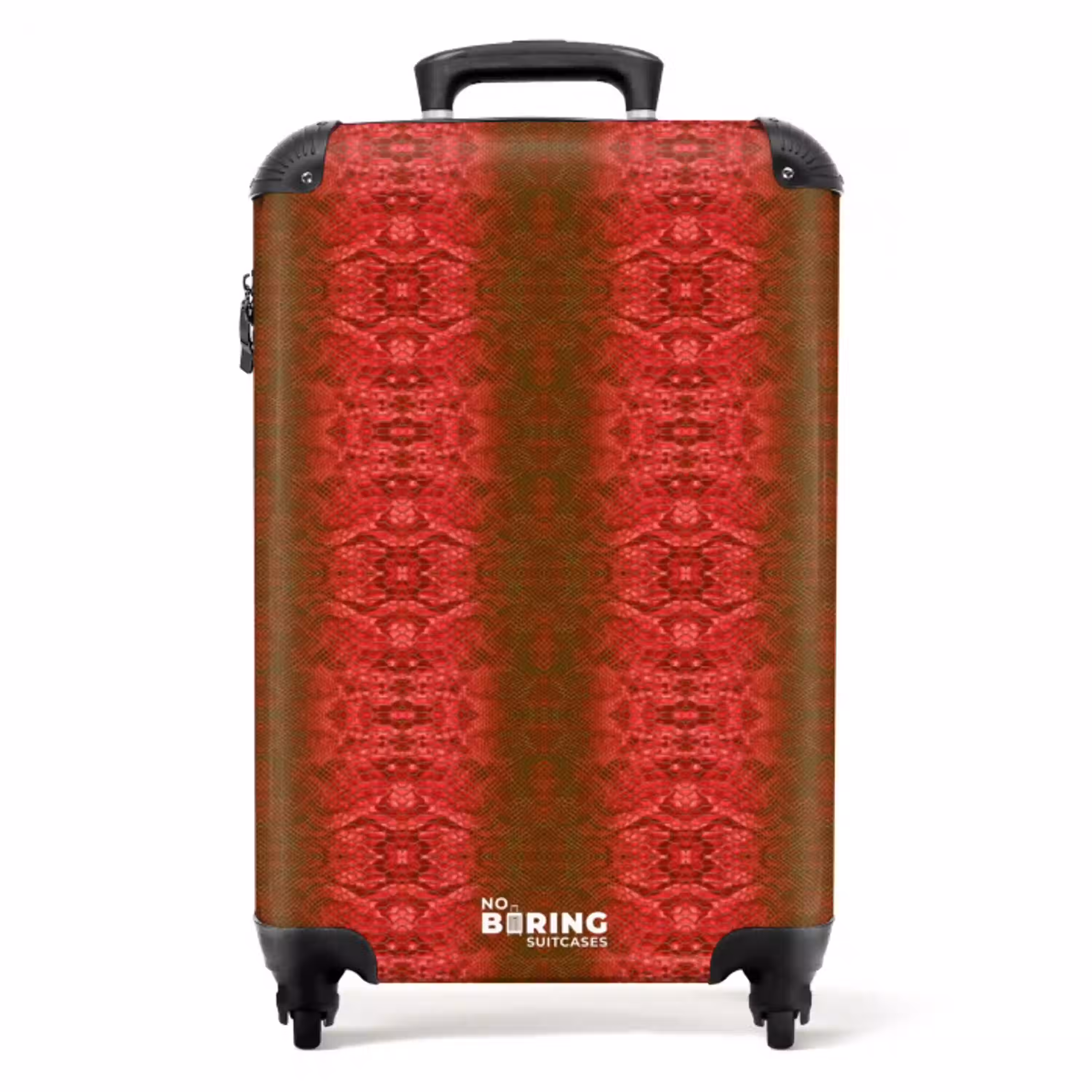 Dieprood slangenhuid met symmetrische schubstructuur NBS - Handbagage koffer - Volwassenen Unisex middel -productfoto_recht