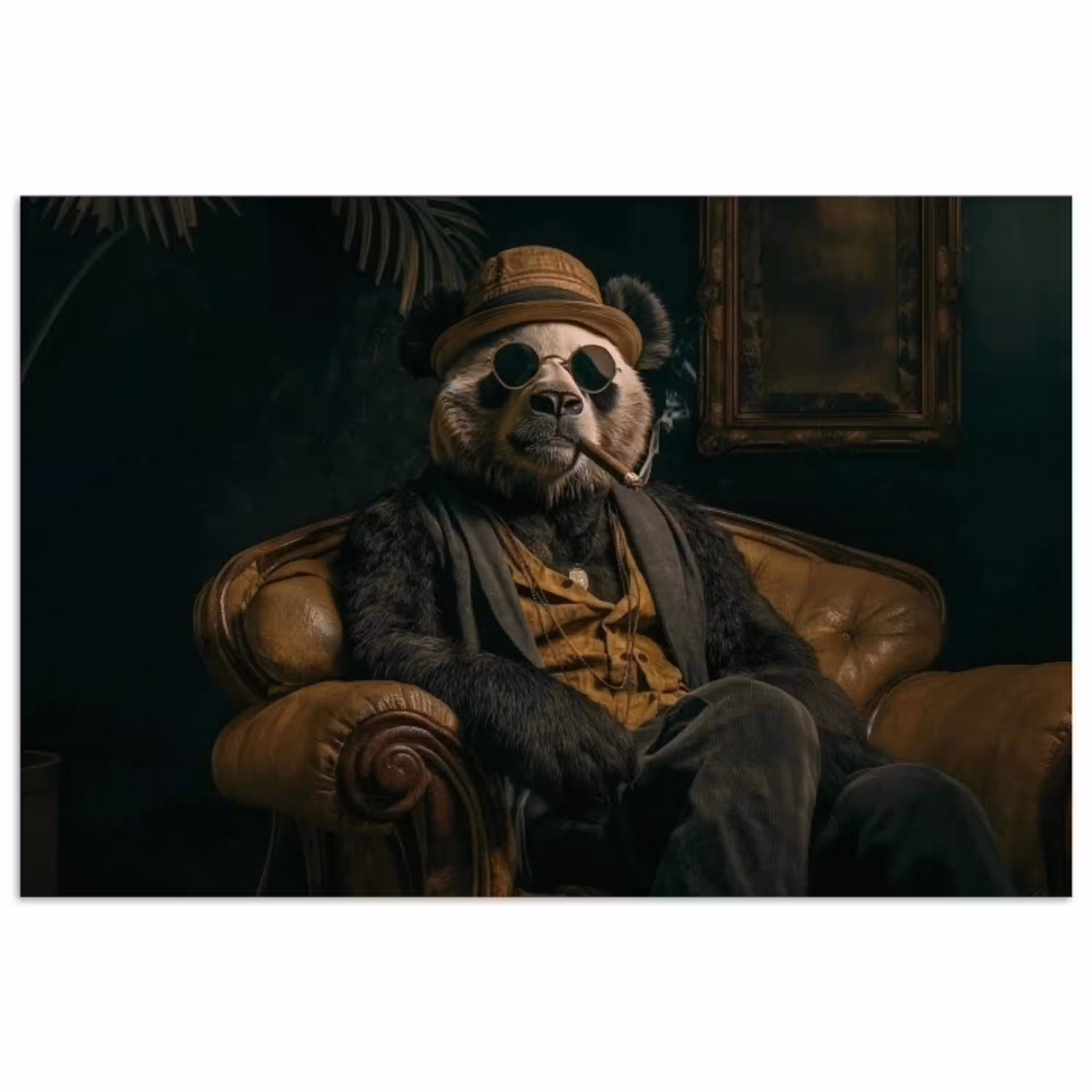 Panda - Hoed - Bril - Pak poster papier klein -3d