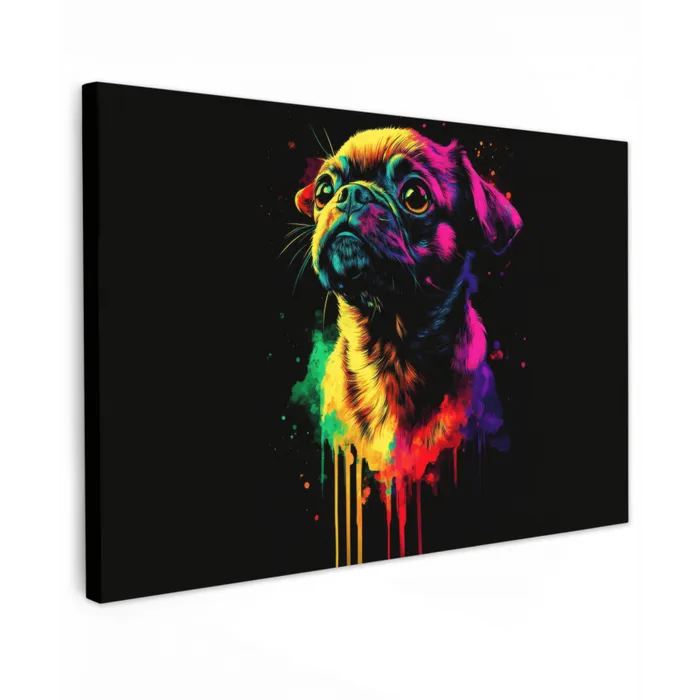 Puck - Hond - Verf - Kleuren canvas 2cm klein -z3d