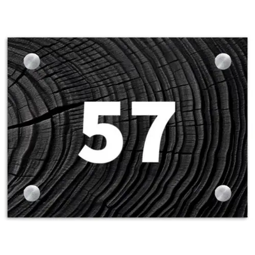 Zwart houtnerf - Traditioneel Naambord Rechthoek middel -3d