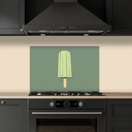 Groen - Waterijsje - Stokje - Illustratie keuken achterwand spatscherm klein -sfeer1