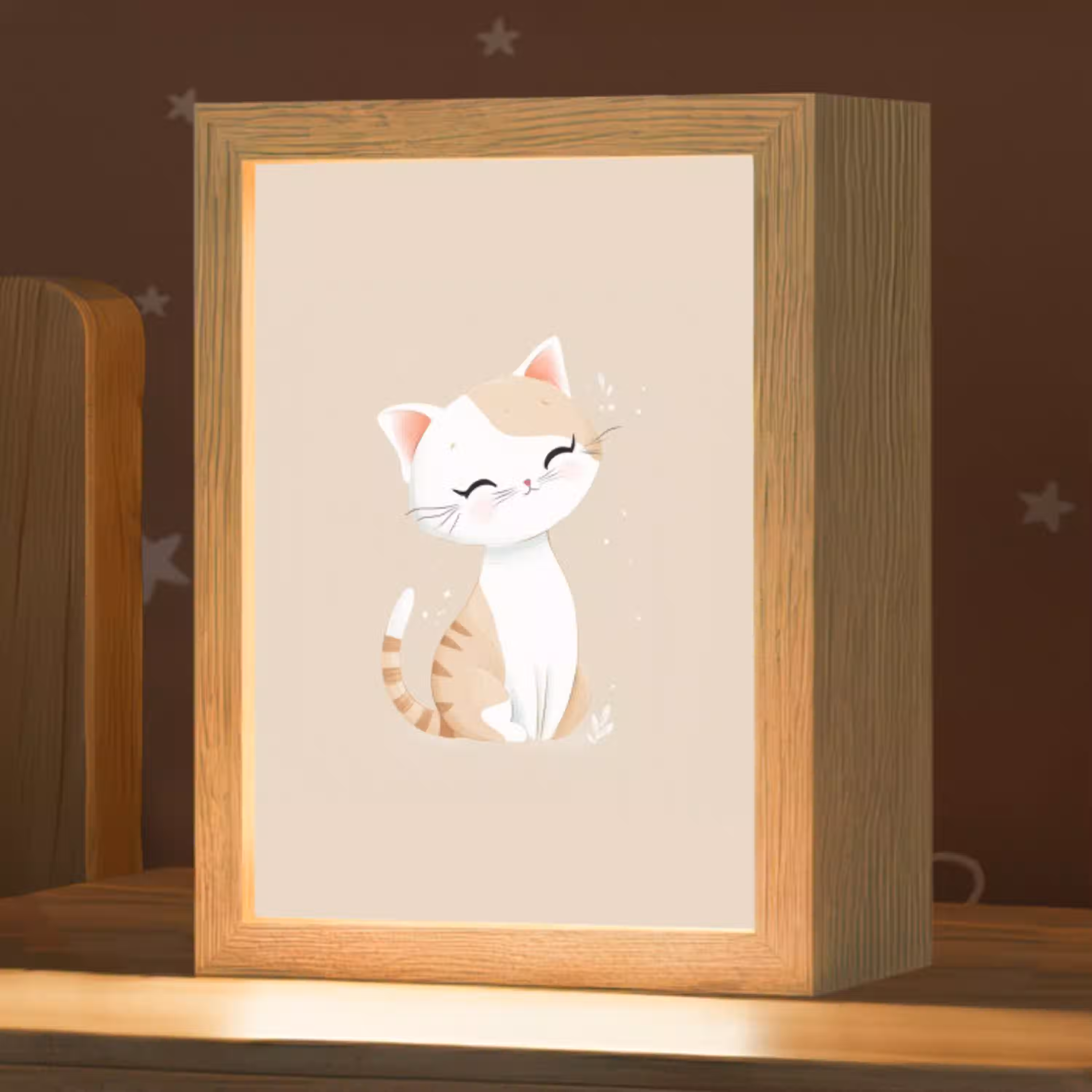 Kat - Kitten - Beige Light Box met kabel klein -zzz_3d_website