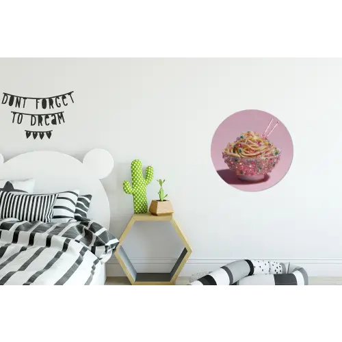 Noodles - Edelstenen - Stokjes - Roze Wandcirkel aluminium klein -kinderkamer