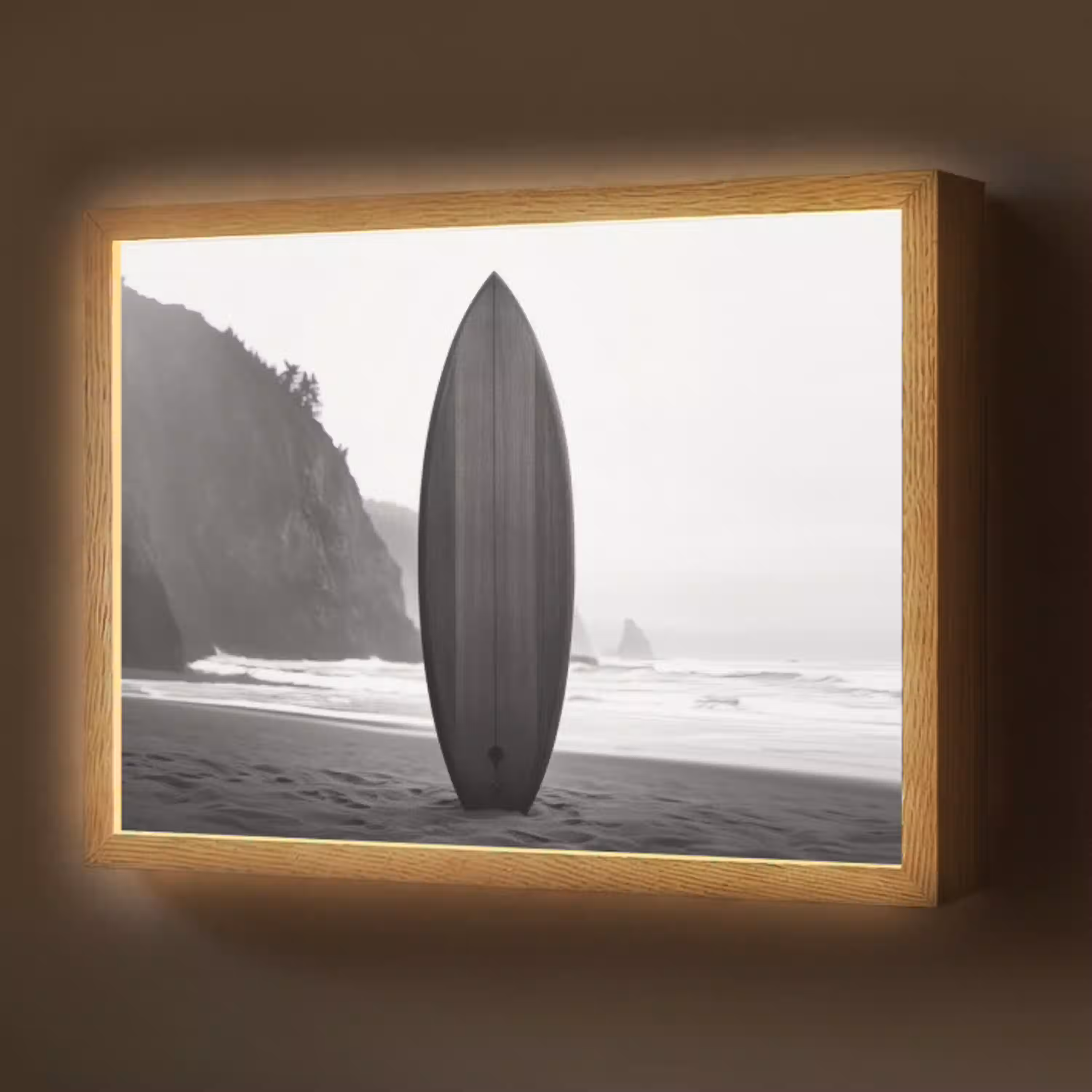 Surfplank - Zand - Zee Light Box met batterij (Wandlamp) middel -z3d_website