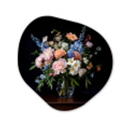 Pastel - Bloemen - Glazen - Vaas Wandcirkel Organisch Aluminium middel -3d